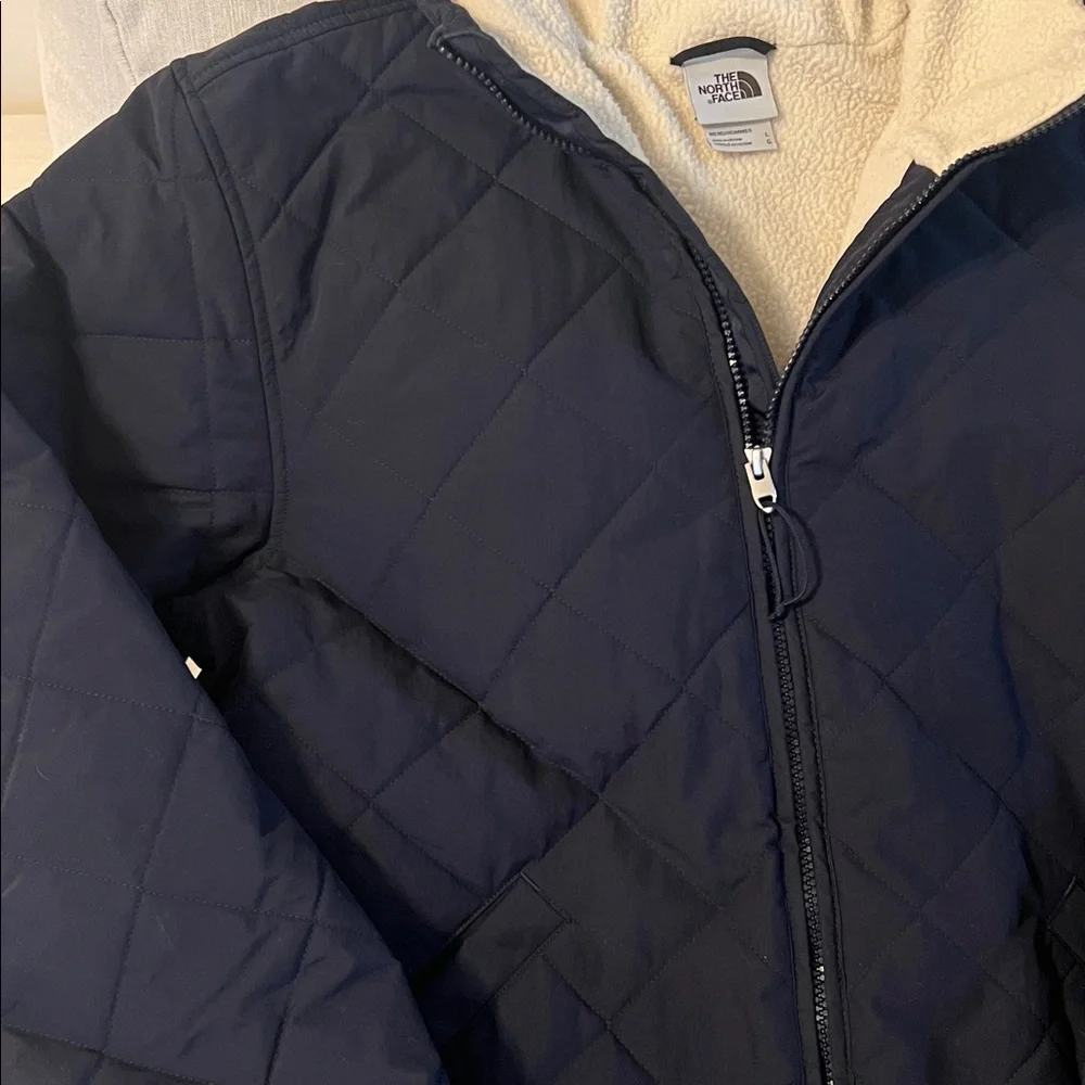 The North Face Men's Dark Blue “Quilted” Jacket with Fleece Lining